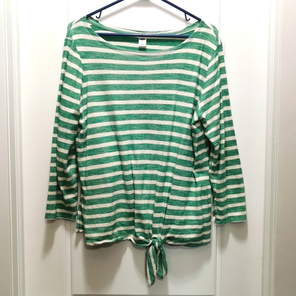 Old Navy Green Stripe 3/4 sleeve